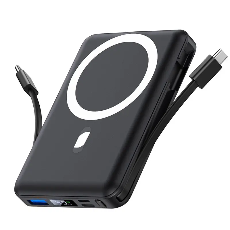 Magnetic Wireless Power Bank - 10000mAh Magnetic Portable Chargers 22.5W PD Fast Charging with Built-in Cables LED Display, Slim Magnetic Battery Pack for Phone Accessories Smartphone Mobile Chargeable Rechargeable Usb,back to school
