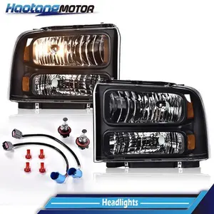 CROSSDESIGN Conversion Headlights Black Fit For 99-04 Ford Super Duty F250/F350 Excursion US