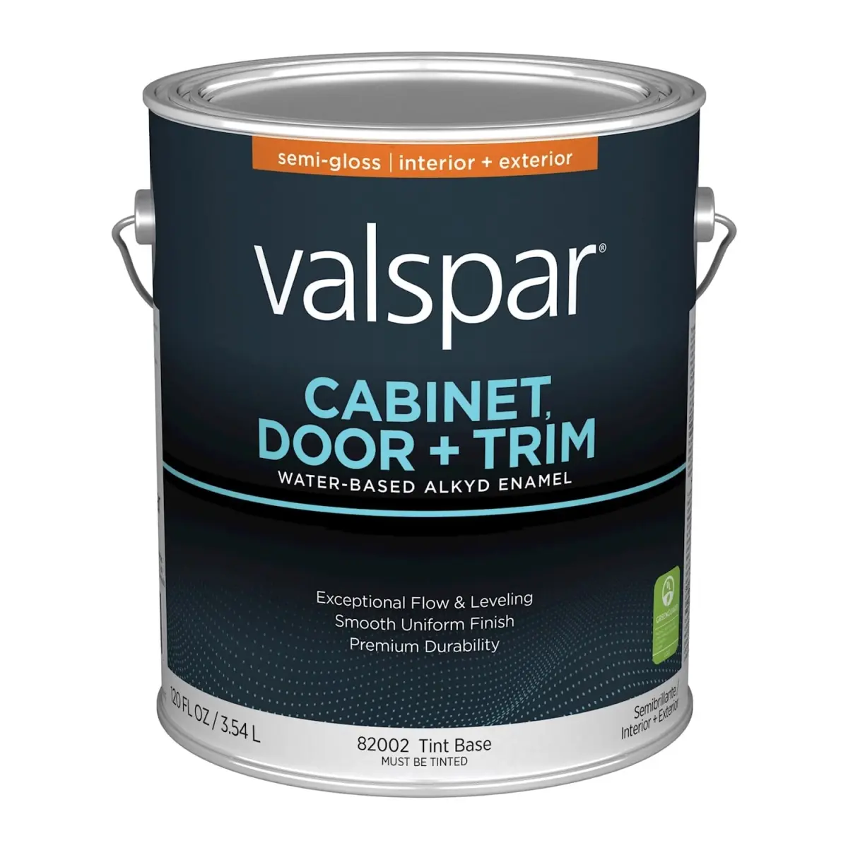 Valspar 028.0082002.007 Semi-Gloss Alkyd Enamel Cabinet Paint - 1 gal, Neutral & Tintable, Greenguard Gold Certified, Easy Cleanup, Exceptional Flow & Leveling, Smooth Finish, Low Chemical Emissions, for Cabinets & Exterior Projects, Interior Use