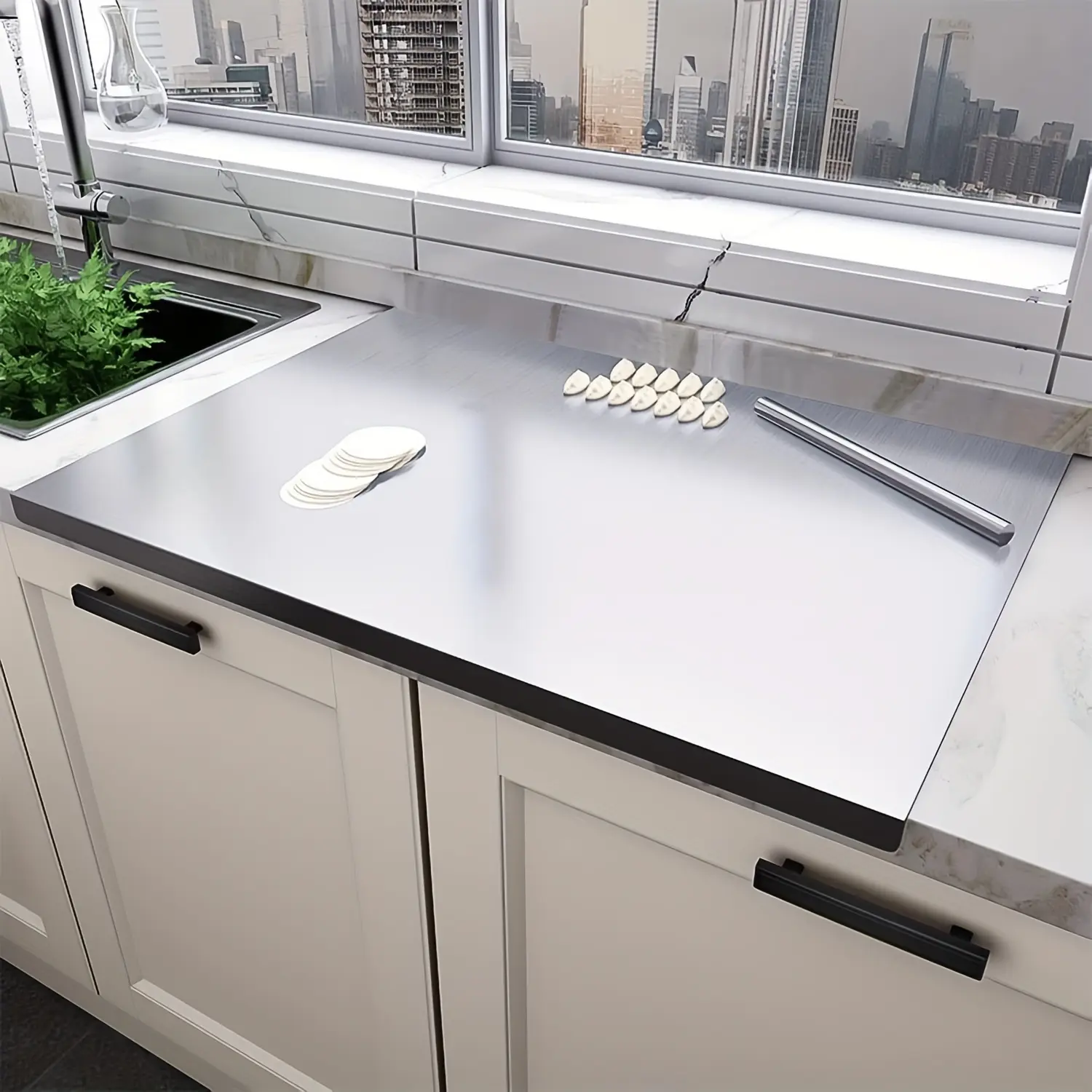 King Size Stainless Steel Cutting Board Cutting Board Household Rolling Board Kitchen Supplies, Food Preparation, Meal Preparation Tools, Modern Cutting Surfaces, Stylish Kitchen Tools, Corrosion Resistant Materials, Easy Cleaning, Versatile Cutting Pads,
