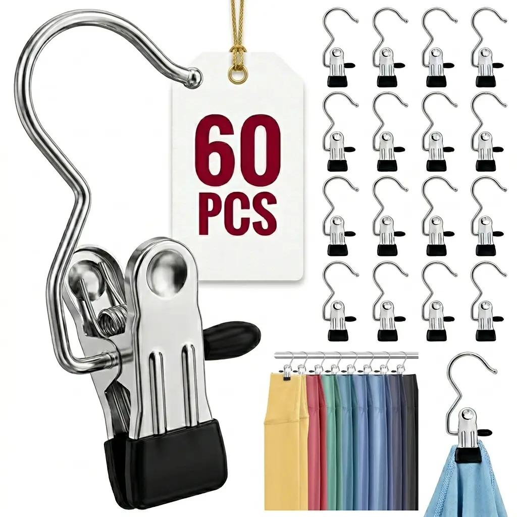 Anti-Rust Stainless Steel Clothespins - Non-Slip, Waterproof Sock Hooks, Lightweight Organizer Hangers (20/30/60-Count) for House Organizers, Garage Storage Organization, Scarves, Study Closet Use,dorm room inspo,college dorm essentials,dorm haul