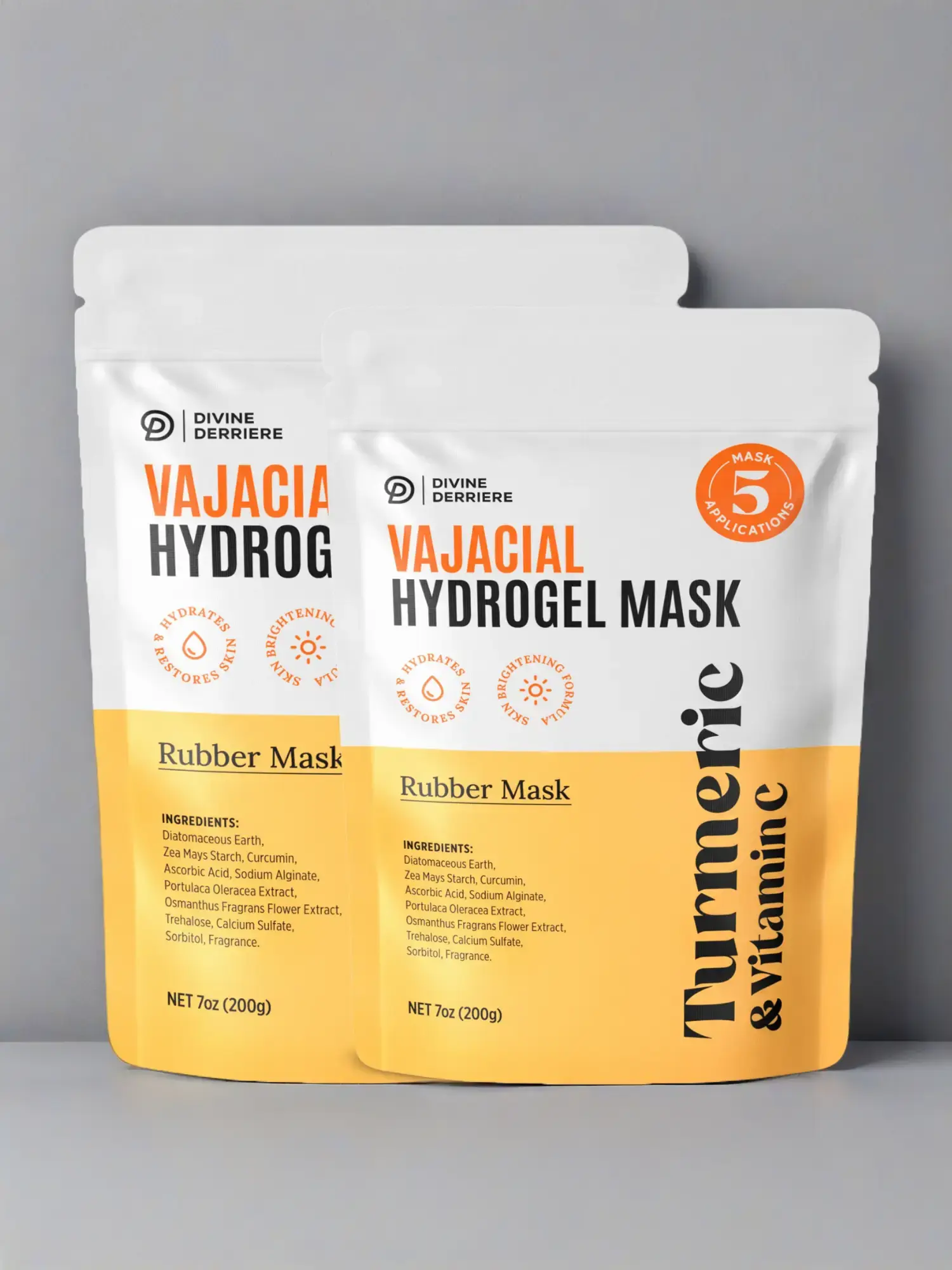 Divine Derriere DOWN THERE CARE - 10-MINUTE GET GLEAMIN VAJACIAL MASK with Turmeric & Vitamin C (2-Pack) COMPLETE KIT - V-FACIAL Hydrogel Mask, Facial & Vajacial Masks - Rubber Mask Post Wax & Shaving Bikini Area Skin Care Repair Hydrojelly Peel-off