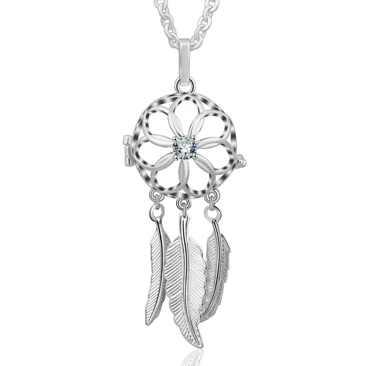 Eudora Aromatherapy Necklace for Women, Essential Oil Diffuser Locket with Lava Stones, Silver Plated Jewelry for Calm & Wellness, Stress Relief Gift