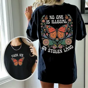 Fu*k ICE Tee, No Human Is Illegal On Stolen Land, Anti Trump Pro Immigration Shirt, Social Justice Human Rights Activist Gift