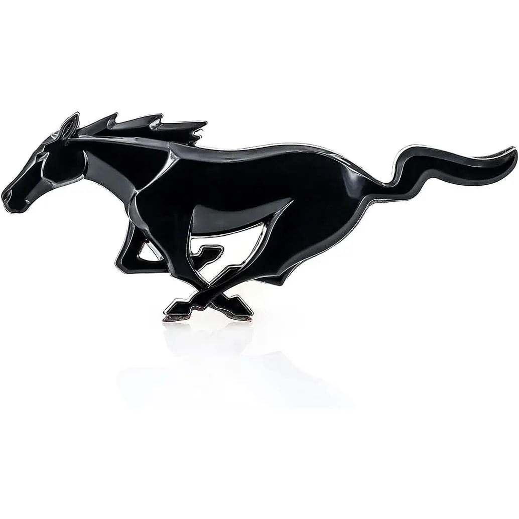 Official Mustang Pony Logo Solid Plastic Car Emblem - 3.25 in Long x 1.25 in, Industrial Strength 3M Adhesive for Strong Adhesion, Car Accessories, Automotive Exterior Decoration Badges Decals, Multi-Use for Vehicles, Clothes, Hats, Vehicle Exterior Decor