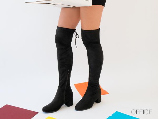 Dream Pairs Women's Over-The-Knee Chunky Heel Thigh High Boots Girl Comfort Walking Shoes Footwear