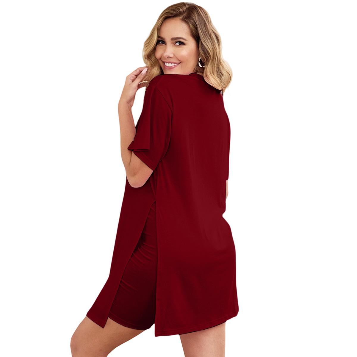 EOJN Women's Plus Size Two-Piece Outfits Set Short Sleeve Tunic Top & Skinny Biker Shorts Bodycon Tracksuits for Casual & Outdoor Fashion SpringStatements