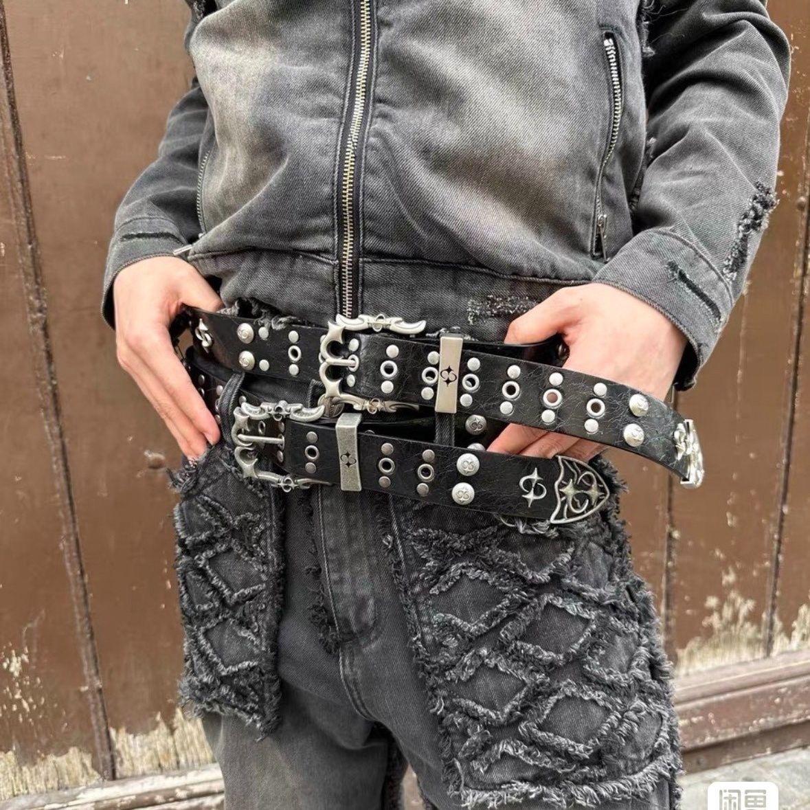 2026 New Y2K Studded Belt Unisex Metal Accessory, Daily Clothing Decor, Trendy Versatile & Exquisite Belt for Birthday Gift for Women Men, Elegant Design for Dress & Casual Wear, Waist Chains, All-Year-Round