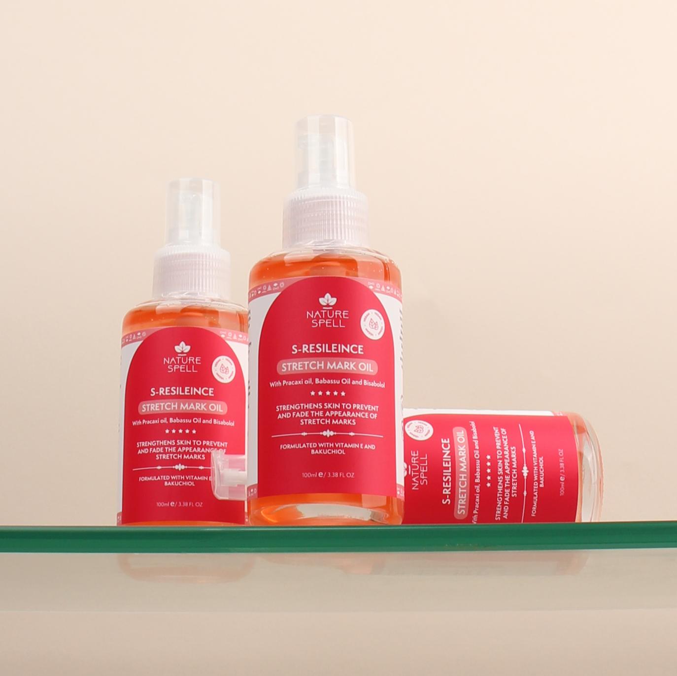 Nature Spell S-Resilience Stretch Marks Oil 3.38 Fl Oz - Body Oil Natural Skin Care Maternity Supplies