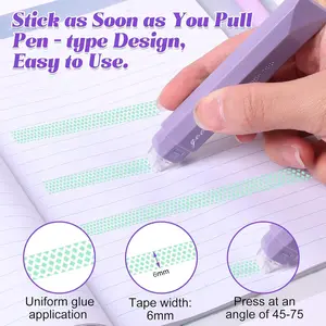 NOLUCK 4-Pack of Double-Sided Tape Pens (6.1 cm x 594 cm) with transparent adhesive. No mess, strong hold. Perfect for scrapbooking, gift wrapping, photo mounting, DIY crafts, journaling essentials. Viral TikTok craft supply.