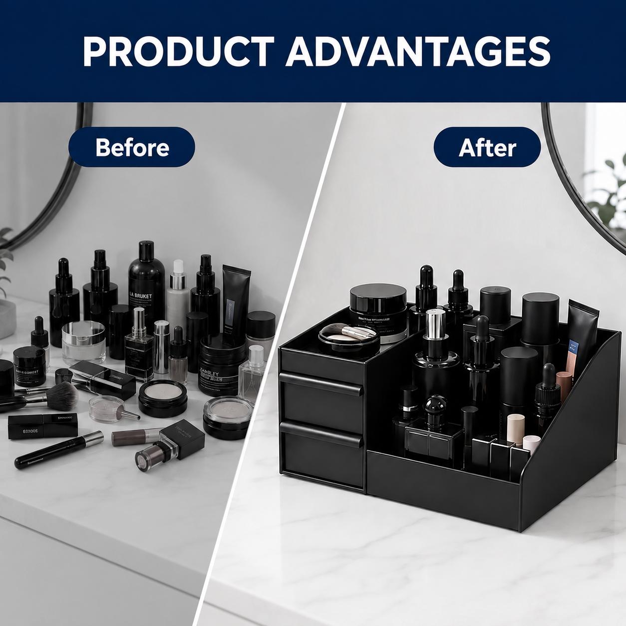 Men's Cologne organizer - cosmetic storage box, bathroom countertop organizer, durable plastic cosmetic storage container, multi-layer cosmetic box with drainage design, multi-functional storage box