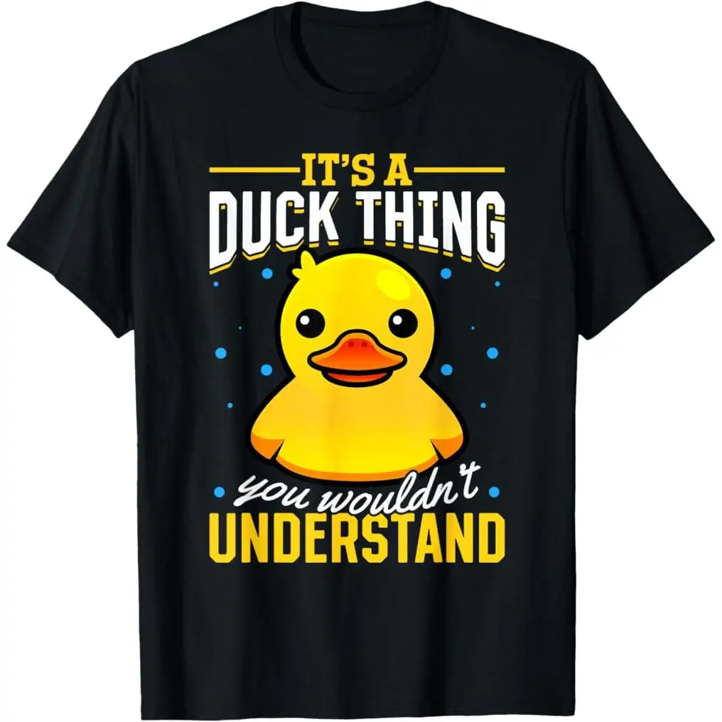 100% Premium Cotton Graphic Tee, Short-Sleeve Fit Sports Top with Yellow Rubber Duck Print - "It's a Duck Thing You Wouldn't Understand" Design