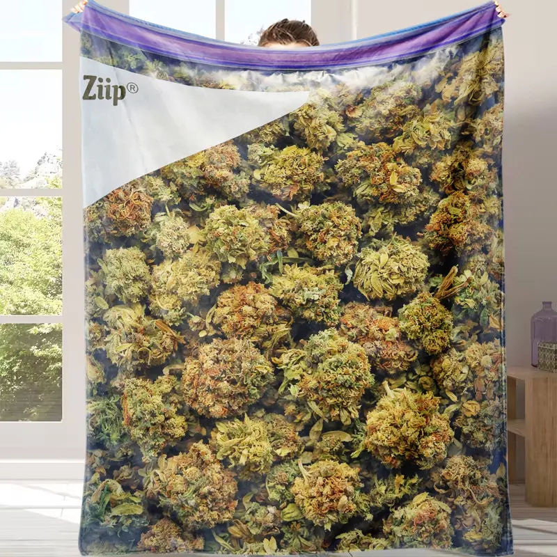 Dank Weed Graphic Throw Blanket, Soft Flannel, Cozy Warm & Cozy Look, Multi-Size, Indoor Use for Home Office, Home & Travel for Car, Art Decor Gift for Plant Lovers, Super Microfiber