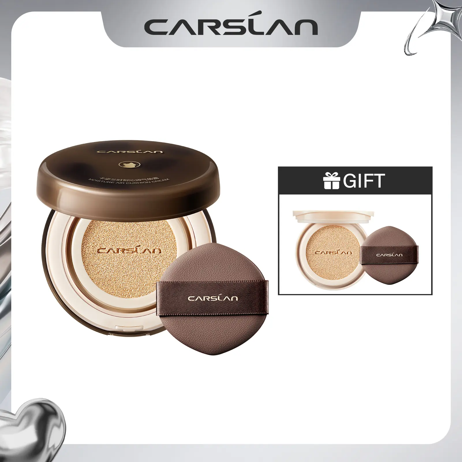 CARSLAN Lasting Air Cushion Cream Face Foundation Makeup, Lightweight, Medium to Full Coverage, Semi-Matte, Long-Lasting Oil Control/Moisturizing Finish Foundation (Refill Included)