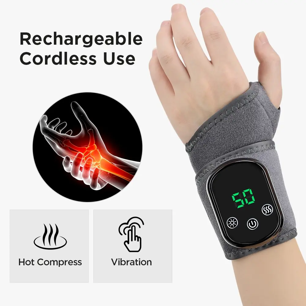 Electric Heating Wrist Guard, Warm Hot Compress Wrist Brace, Massage Vibration Hand Wrist Protector, 3 Modes, Therapy, Relaxation Aid, Rechargeable Heating Wristband