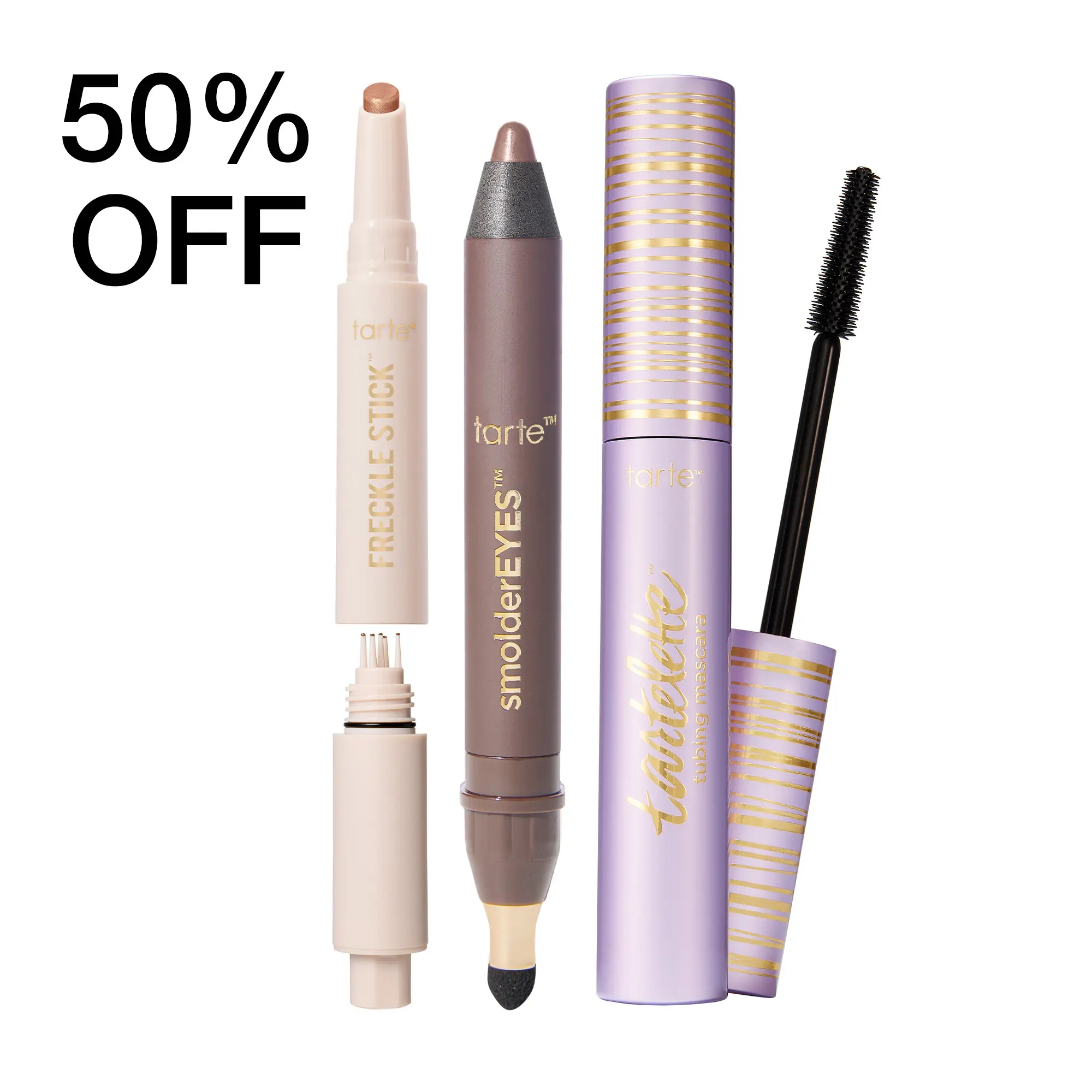 tarte lazy girl eye kit  - tubing mascara, freckle stick stamp & smolderEYES shadow liner