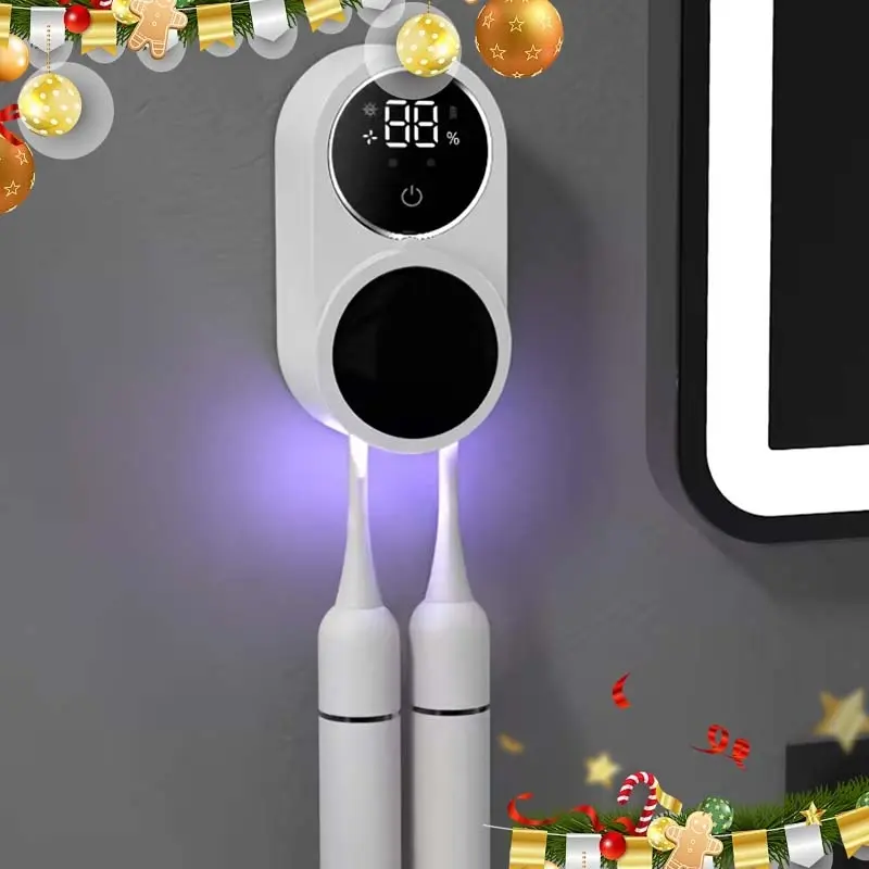 New popular UV sterile toothbrush cleaner and toothbrush sterilizer, Rechargeable Toothbrush Disinfector, equipped with a UV glowing mini ventilator, portable and essential for home use, suitable for holiday gift giving