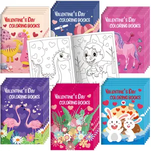 30 Pcs Valentines Day Coloring Books Bulk For Kids 4-8 8-12, Dinosaur & Unicorn Designs, Easy DIY Art, Perfect Valentine Party Favors Goodie Bag Stuffers Classroom Activity Supplies For Boys Girls