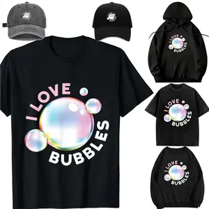 Family set-DIY-Unisex-Long sleeves / With a hat / For children/I Love Bubbles I Soap Bubble Bubbles Children Girls Boys T-Shirt