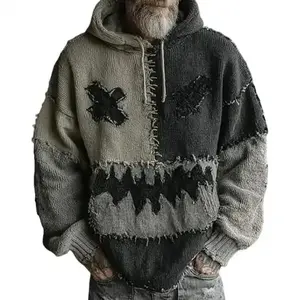 3D Print Retro Halloween Pumpkin Face Contrast Print Hoodie Halloween Spooky Face Sweatshirt for Man Menswear Tops