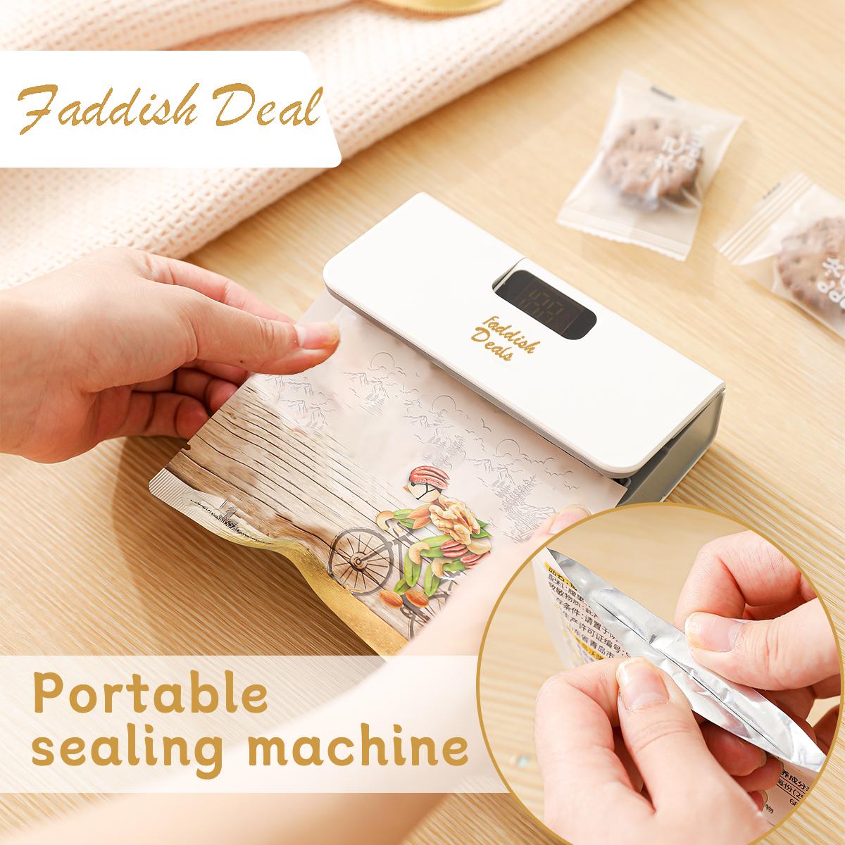 【FaddishDeal】Portable sealing machine, suitable for sealing of snacks, coffee and pet food packaging, bag cutter, rechargeable, compact food storage sealing device.