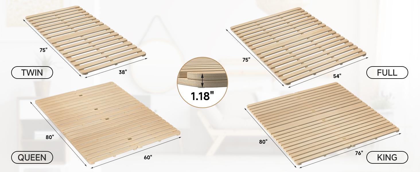 【SummerWins】Lilypelle Foldable Solid Pine Wood Tatami Bed Frame, Japanese Tatami Bed Frame Slatted Bed, Beds Plate for Japanese Floor Futon Mattress, Guest Tatami Mat Floor Sleep Bedding