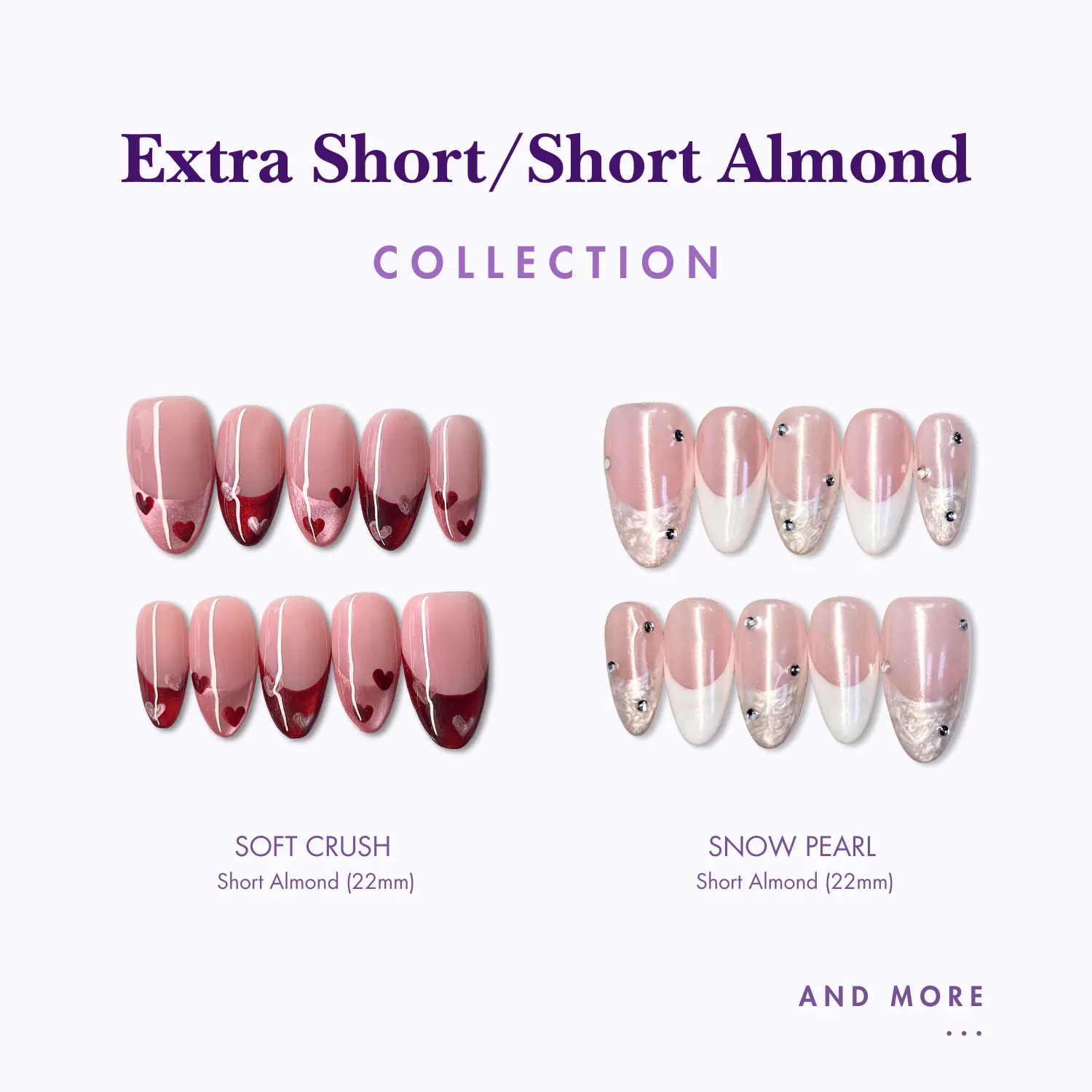 NailPhoria EXTRA SHORT/SHORT ALMONDS Collection - Handmade Press-On Nails | Reusable, Salon-Quality, Long-Lasting, Glossy Design