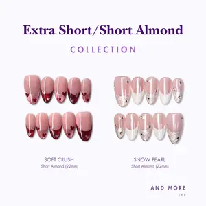 NailPhoria EXTRA SHORT/SHORT ALMONDS Collection - Handmade Press-On Nails | Reusable, Salon-Quality, Long-Lasting, Glossy Design
