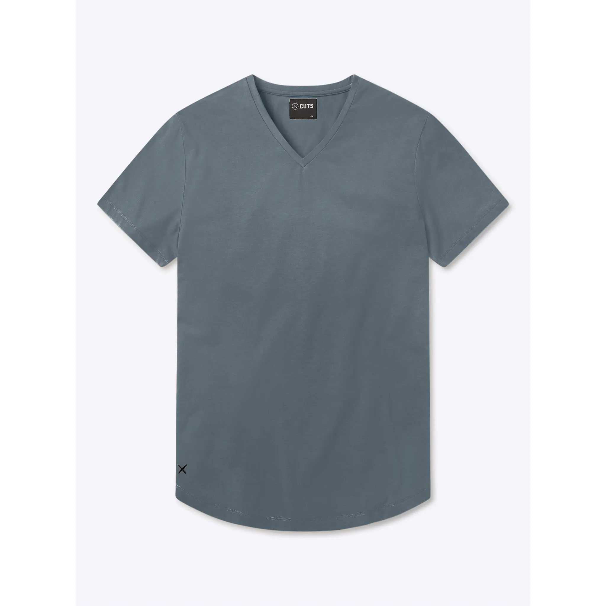 Cuts | Men's AO Fitted V-Neck T-Shirt with Curve Hem | Anti-Pilling Polyester Cotton Blend | Wrinkle Resistant 4-Way Stretch