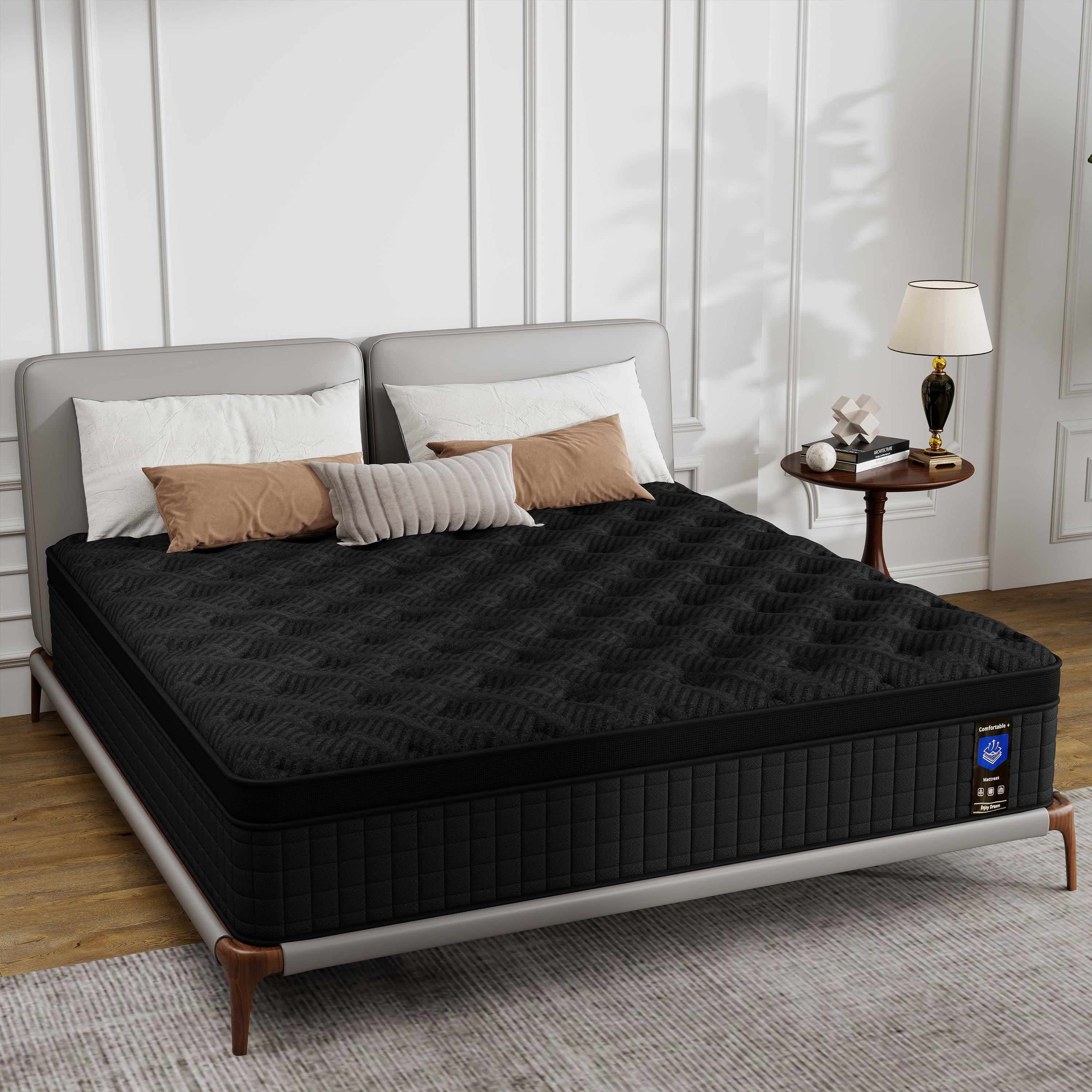 mattress 12/14 Inch Hybrid Mattress Queen SizePocketed Coil Box Mattress Innerspring CertiPUR-US Certified Memory Foam Multi-Layer Support