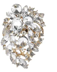 Gold Elegant Alloy Inlay Artificial Rhinestone Brooch