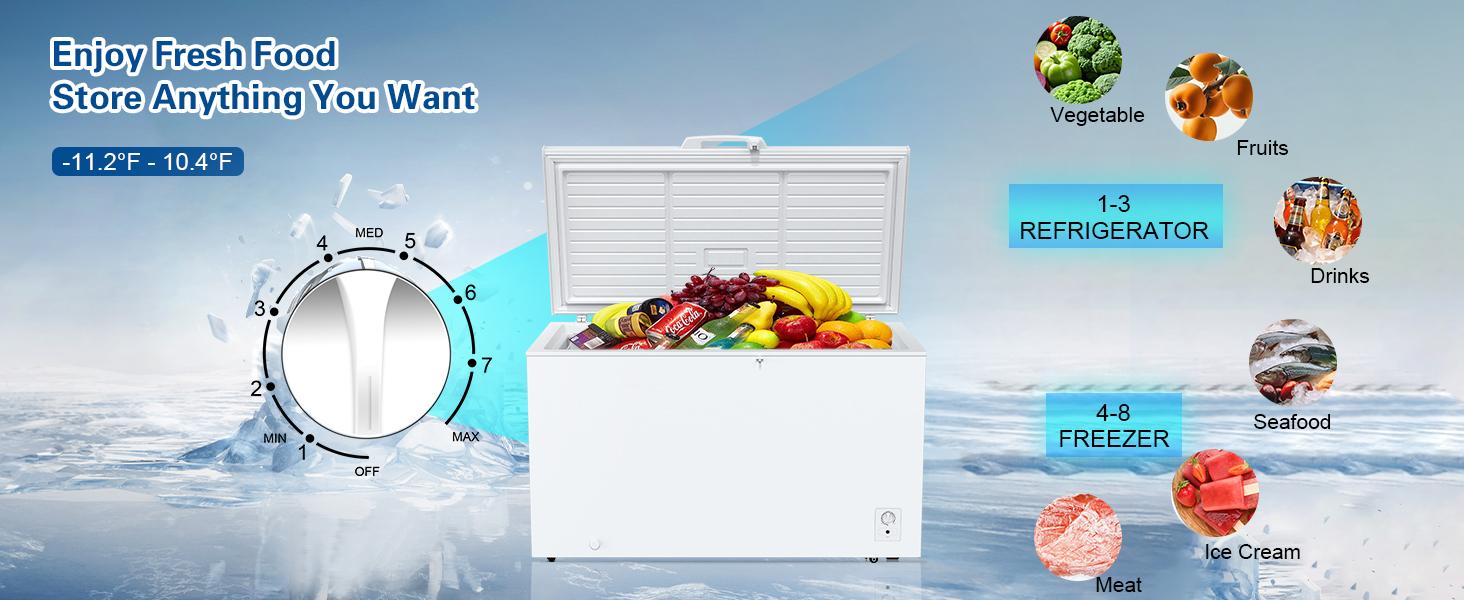 18.0 Cu.Ft Deep Freezer, Large Chest Freezer for Families with Removable Basket& 8 Adjustable Thermostat, Energy Saving Freezer Front Drain Free Standing Top Open Door for Home, Kitchen mini fridge mini fridges fridge