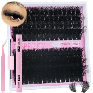 Lash Clusters Kit 150D+200D Thick Lash Clusters Eyelash Extension Kit 12-20mm Individual Lashes Kit with Lash Bond and Seal, Lash Tweezers for DIY Lashes Extension by INSPEAUTY