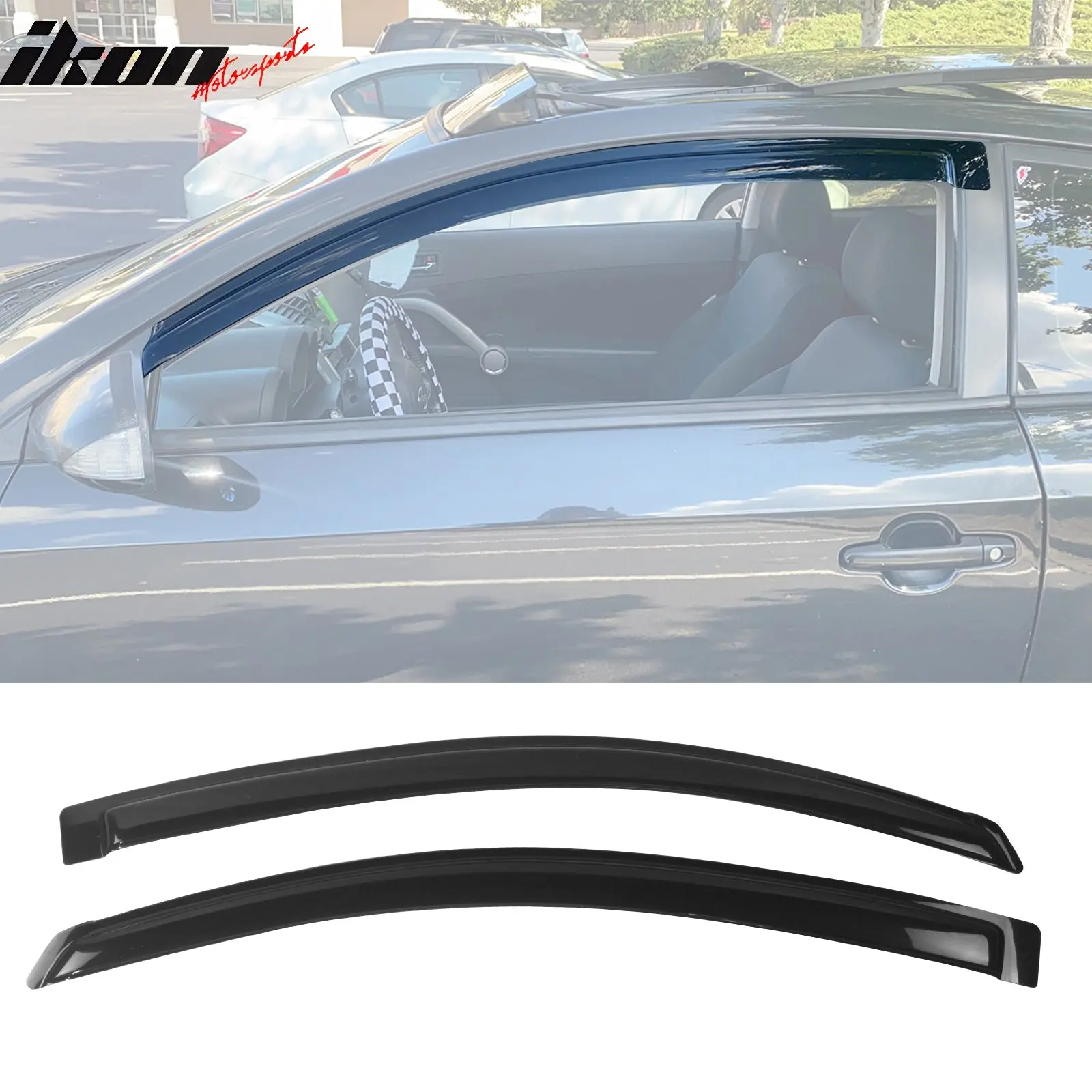 Visor Windows for Scion TC 2005-2010 Slim Style Smoke Tinted Acrylic
