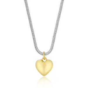 Aprilery Heart Pendant Necklace with Two-Tone Chain Design in Gold and Silver for Women