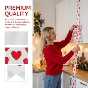 Red & White Satin Ribbon Bows | Set of 4 | Cabinet & Window Hanging Decor for Kitchen, Home, Anniversary, Easter & Holiday | 6cm Wide x 2M Long | Door Fringe Wreath Garland