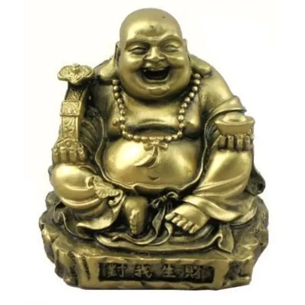 Small Gold Smiling Face Buddha Resin Figurine - Handmade Detail, Smooth, Lightweight, Tarnish-Free Religious Ornaments, Tiny Gold Charm, Buddha Symbol, Meditation-Ready Prosperity Token for Home & Garden, Gardens Decor Gift