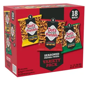 Dot's Homestyle Pretzels Variety Pack, Original, Honey Mustard, and Parmesan Garlic Twist Snack, 1oz Individually Sized Bags (18 Count)