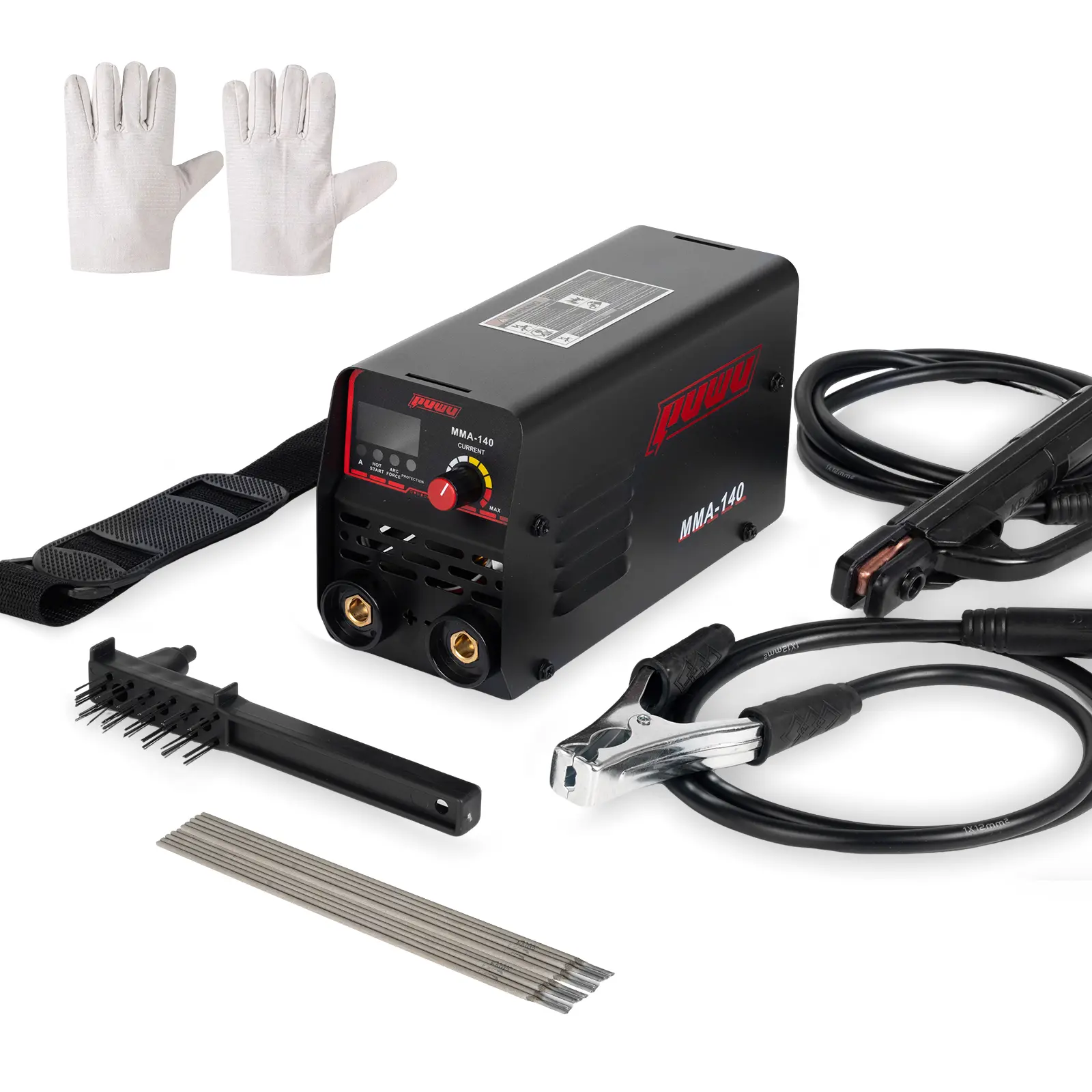 PUWU Portable 110V 140A Mini MMA Arc Welder Full Kit - Overheat Protection, Tig Welding Torch, Electrode, Gloves, Brush, Trial Rod, Quick Connector, Hot Start Function - Arc Welding Father's Day Gift