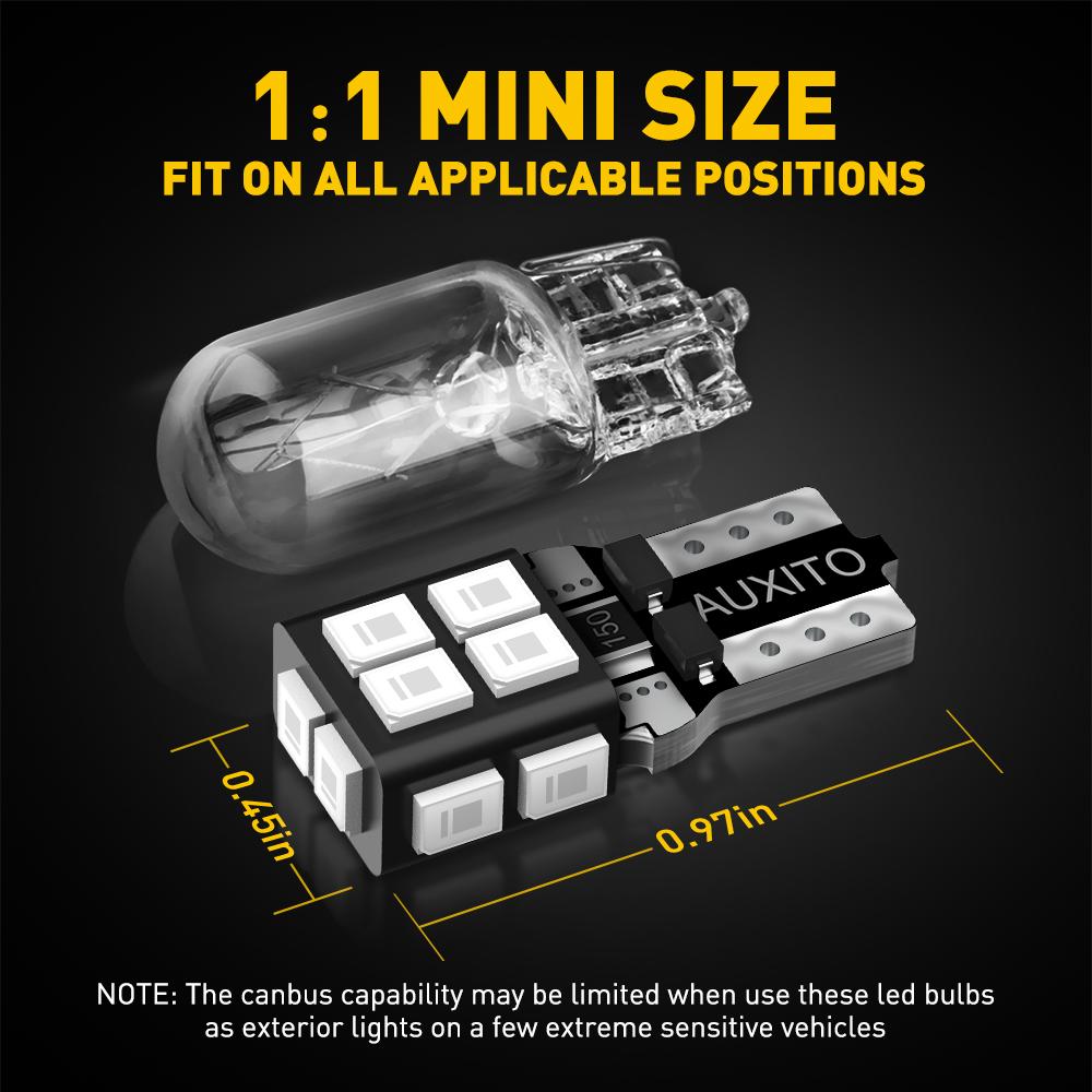 AUXITO 194 LED Bulb 6000K White 168 2825 W5W T10 Wedge 14-SMD Interior Car Bulbs Replacement for Dome Map Door Courtesy Trunk Parking License Plate Lights, 10 PCS AUXITO 194 LED Bulb 6000K White 168 2825 W5W T10 Wedge 14-SMD Interior Car Bulbs Replacement for Dome Map Door Courtesy Trunk Parking License Plate Lights, 10 PCS