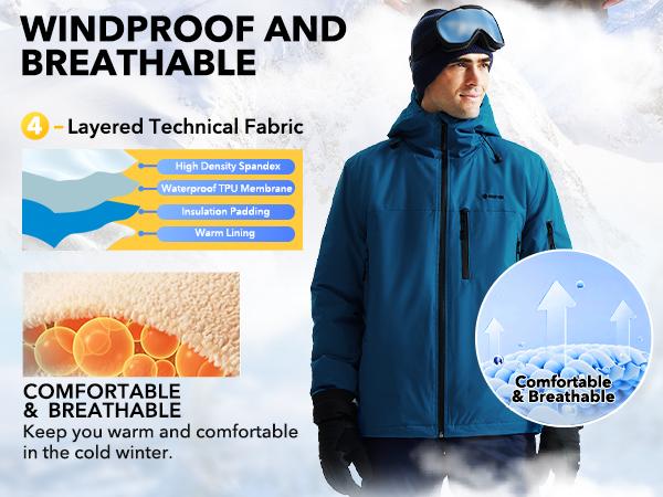 GEMYSE Men's Winter Lightweight Windproof Shell Jacket Waterproof Breathable Rain Jacket Hooded Windbreaker for Ski Snowboarding Hiking GEMYSE Men's Winter Lightweight Windproof Shell Jacket Waterproof Breathable Rain Jacket Hooded Windbreaker for Ski Snowboarding Hiking
