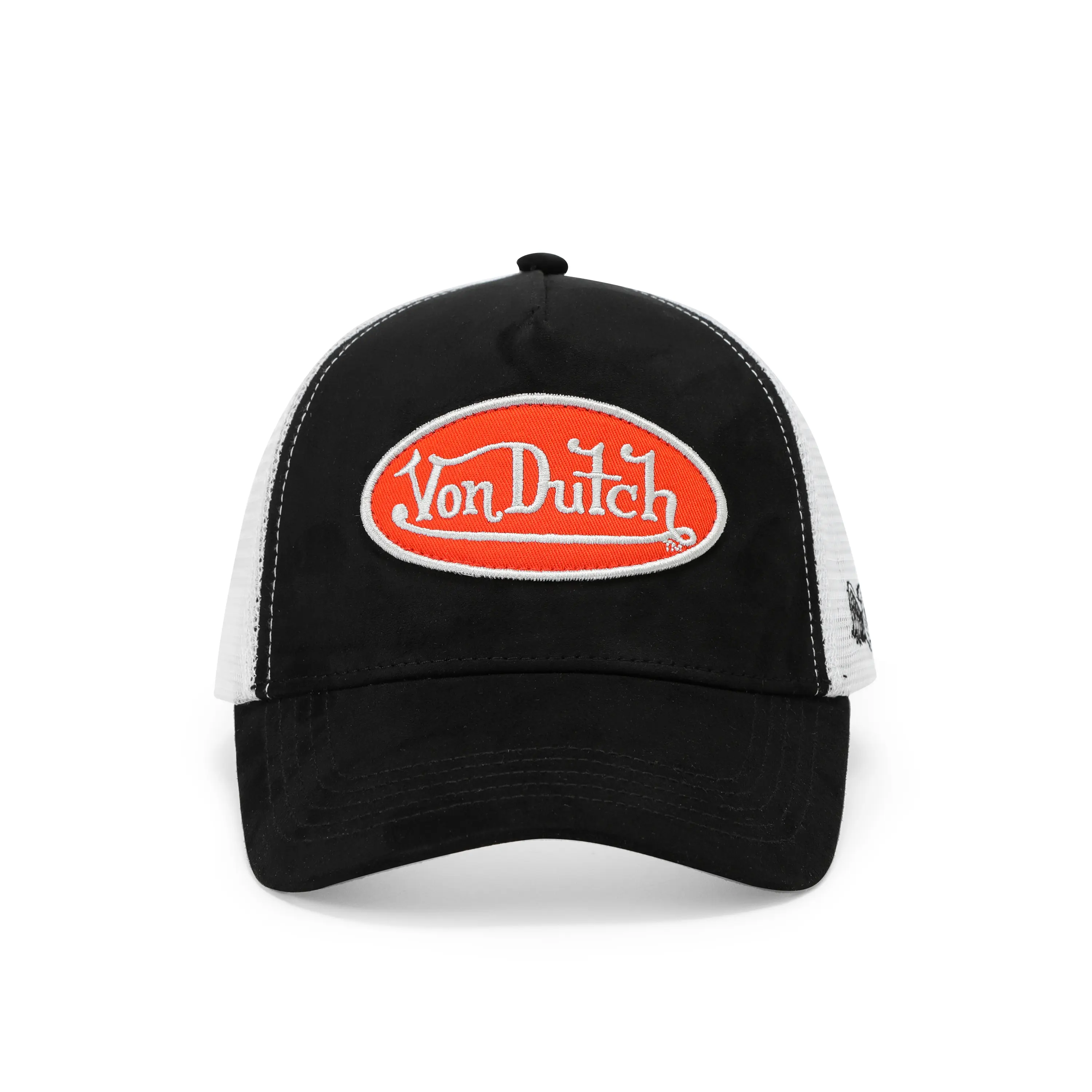 Suede Trucker Hat - Black and Red