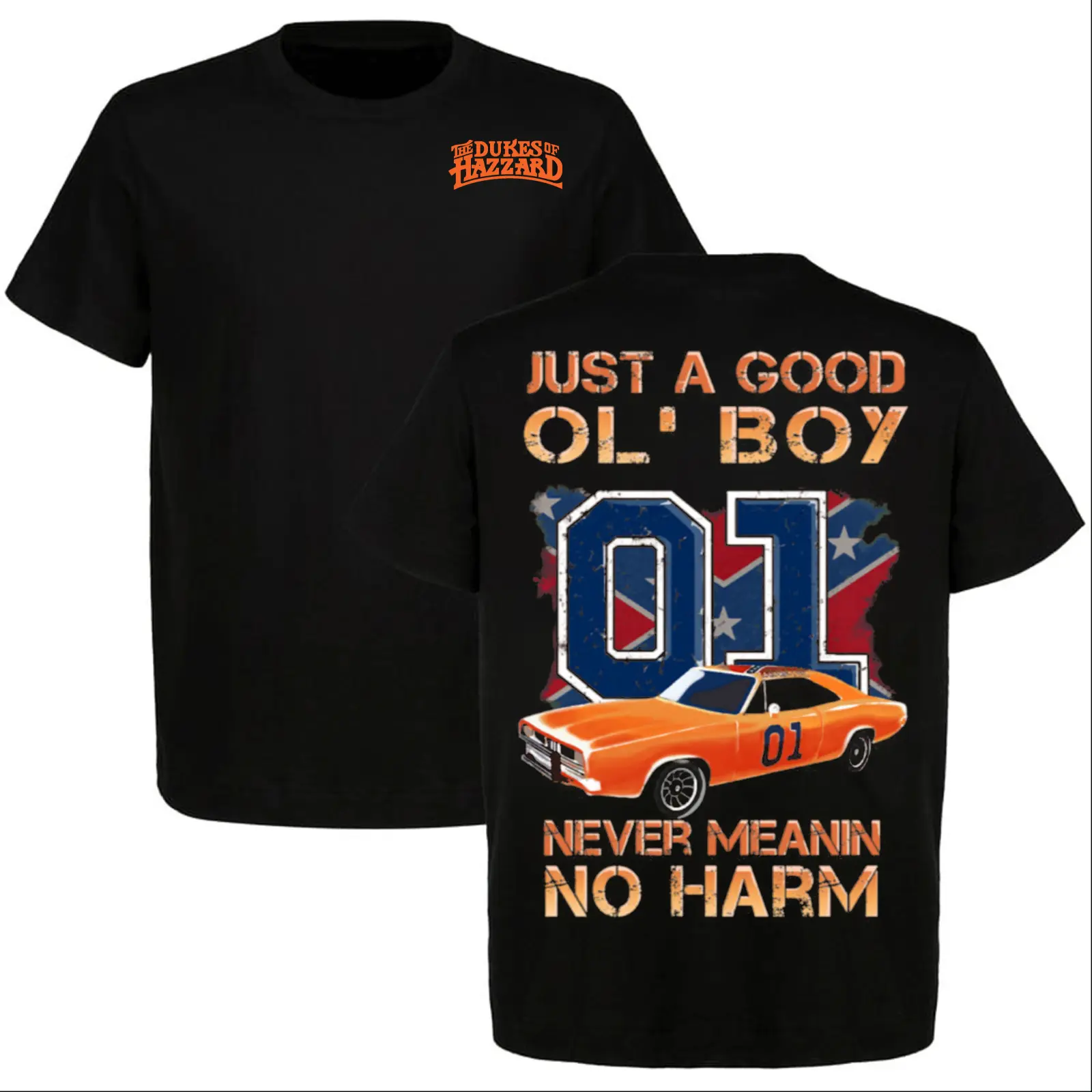 Men's Casual Short-Sleeve Retro Muscle Car T-Shirt - "Just a Good Ol’ Boy 01", Dukes of Hazzard 1979 Theme, Old School Style for Classic TV Lovers (Sports & Outdoor Top), Shortsleeve