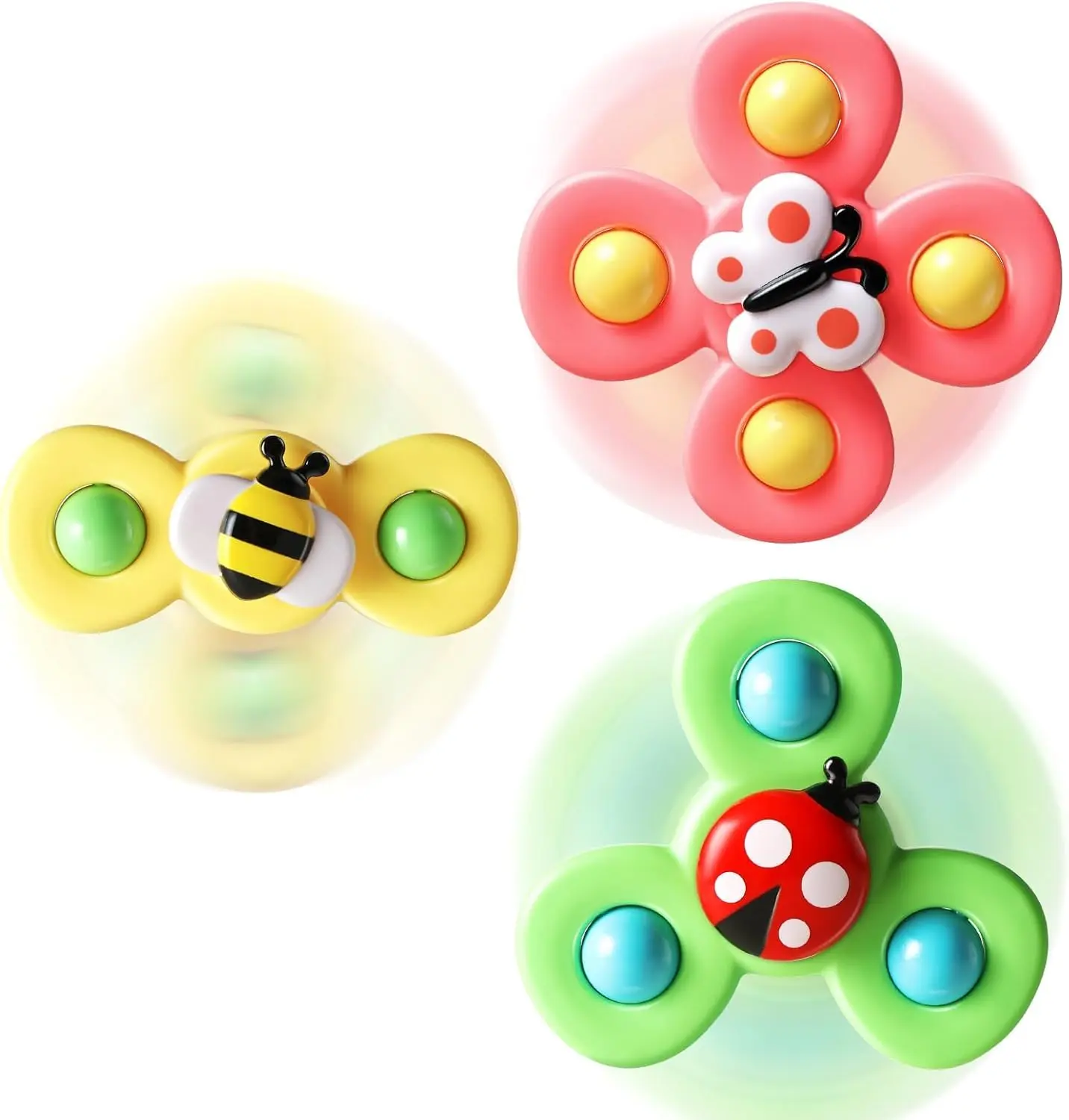 3PCS Suction Cup Spinner Toys  1 Year Old Boy Girl | Spinning Top 12 18 Months | 1 2 Year Old Boy Birthday Gift | Baby Bath Toy  Kids Ages 1-3 | Sensory Airplane Travel Toy  Infant Toddlers New model
