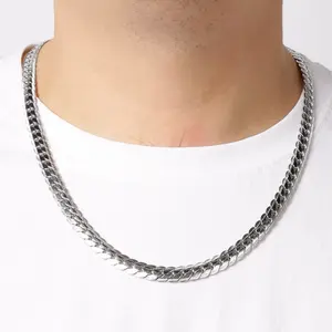 Quality 316L Stainless Steel Flat Snake Cuban Link Graded Chain Necklace (5mm, 8mm)