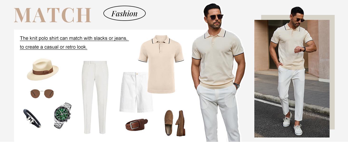 COOFANDY Men's Knit Polo Shirts Casual Short Sleeve Button Down Golf Polo Shirts Vintage Collared T Shirt COOFANDY Men's Knit Polo Shirts Casual Short Sleeve Button Down Golf Polo Shirts Vintage Collared T Shirt