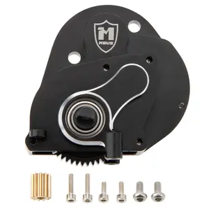 MEUS Racing SCX24 Brushless Transmission Aluminum Complete Gearbox for 1/24 Axial SCX24 RC Crawler (Black)
