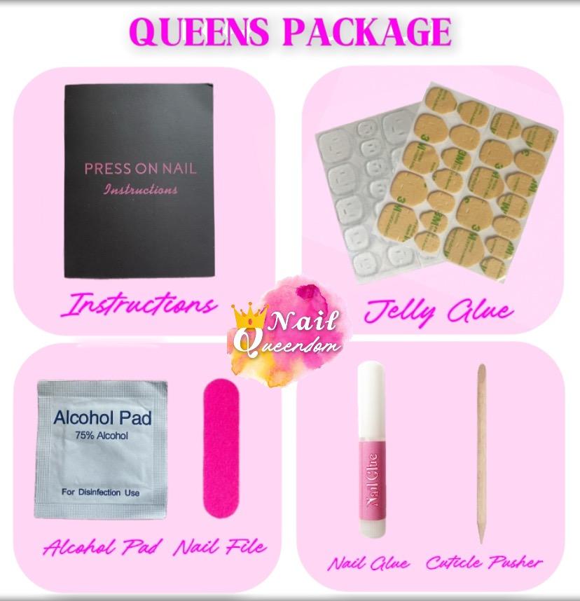 Nail Queendom [NEUTRAL BLOOM] Handcrafted 3D Press-On Nails Reusable Long Lasting Salon Quality Easy Application 10 Pieces Set Eco-Friendly 3D-gel Finish