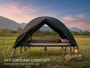 Off-Ground Camping Tent Cot Combo | Elevated 1-Person Shelter to Stay Off Damp Ground | 2-in-1 All-Season, Waterproof & Portable for Camping, Hiking & Backpacking