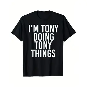 Graphic Tees] Cotton tony themed humorous graphic t shirt 100 cotton casual crew neck medium stretch knit fabric regular fit for adults ideal for summer black -1 TokwearTee